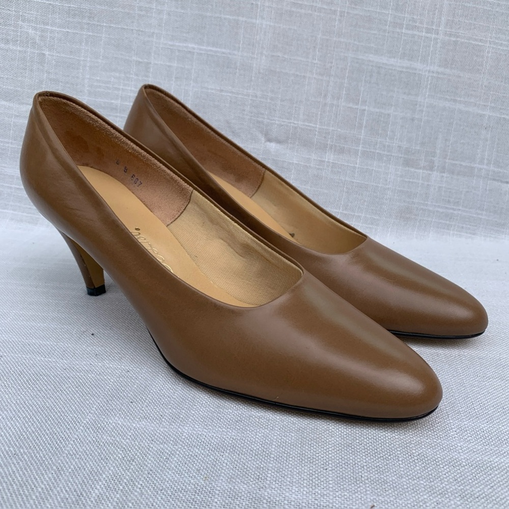 VTG Rialto Mid DeLISO Womens Heels Shoes Truffle Calf Leather Tan Brown Size 9